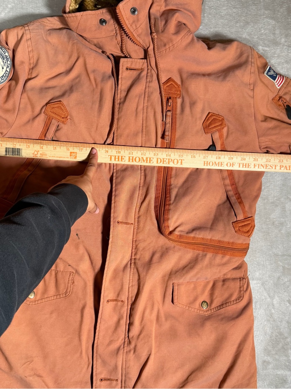 Alpha Industries Arctic Expedition Hooded Field Parka Jacket Orange Salmon XL - Picture 5 of 6
